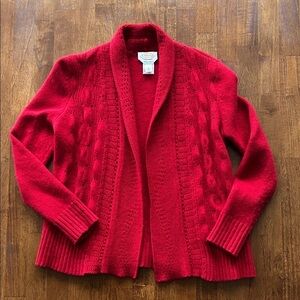 Talbots Marino wool cashmere blend red open Front cardigan women’s size M​​​